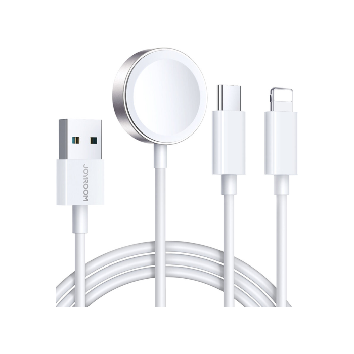 Joyrrom S-IW008 3v1, USB-A/iWatch,,Lightning,,USB-C, 1.2m, biela