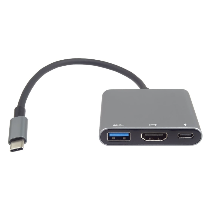 PremiumCord Adaptér USB-C na HDMI + USB3.0 + PD, rozlíšenie 4K a FULL HD 1080p