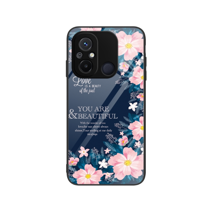 Sklenené puzdro na Xiaomi Redmi 12C Glass kvety