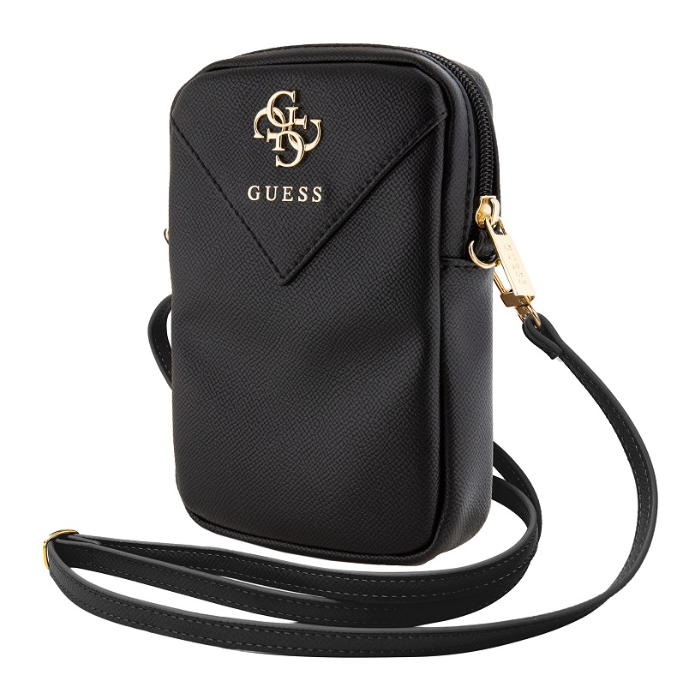 Univerzálne puzdro Guess na smartfón GUWBZPGSTEGK PU Grained 4G Metal Logo Walltet Phone Bag Zipper čierne