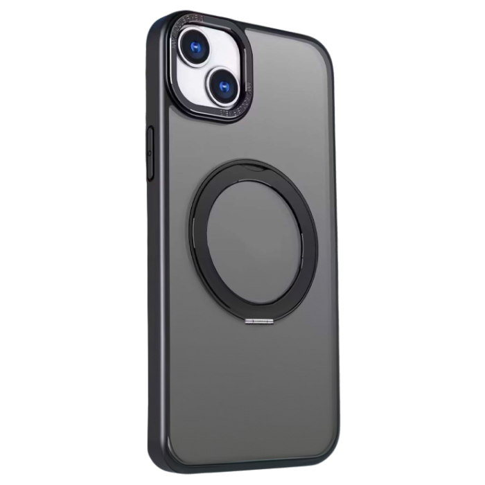 Plastové puzdro na Apple iPhone 14 Mag Ring Rotating čierne