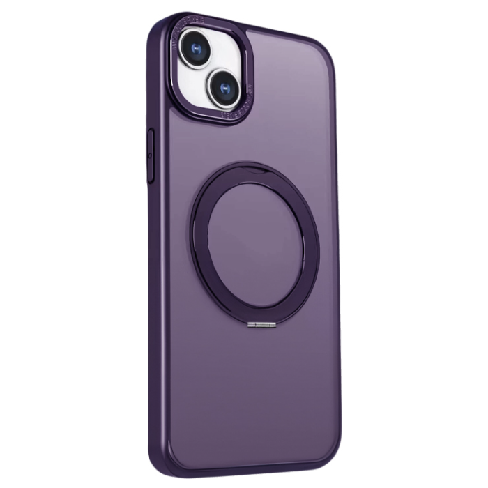 Plastové puzdro na Apple iPhone 13 Pro Mag Ring Rotating fialové