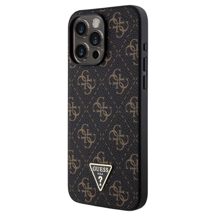 Obal Guess PU Leather 4G Triangle Metal Logo Apple iPhone 14 Pro GUHCP14LPG4GPK Black