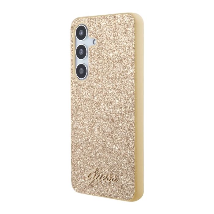Obal Guess PC/TPU Glitter Flakes Metal Logo Samsung Galaxy S24+ 5G S926 GUHCS24MHGGSHD Gold
