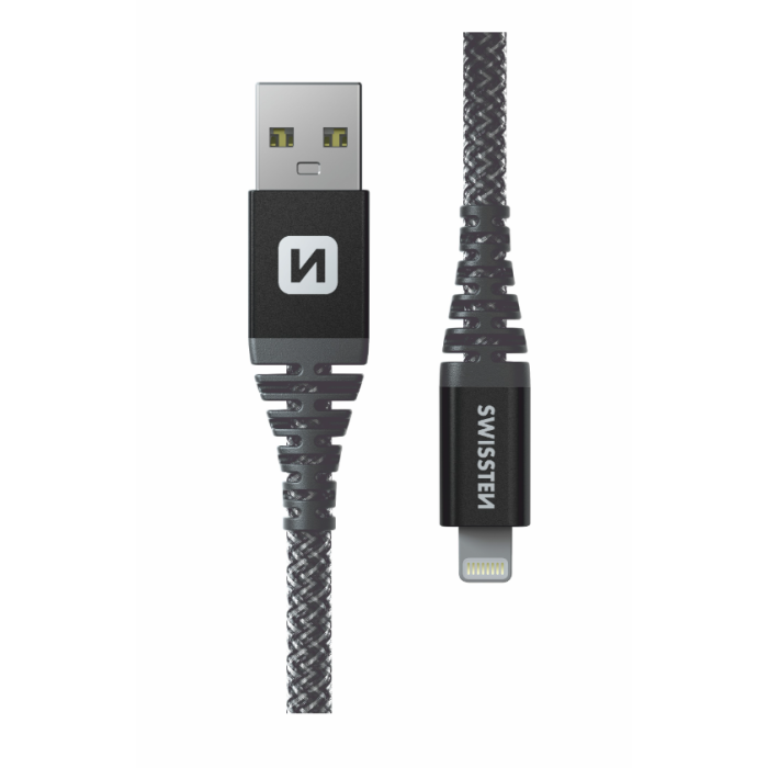 SWISSTEN Kevlar, USB-A na Lightning 8pin, 3A, 60W, 1.5m, čierny