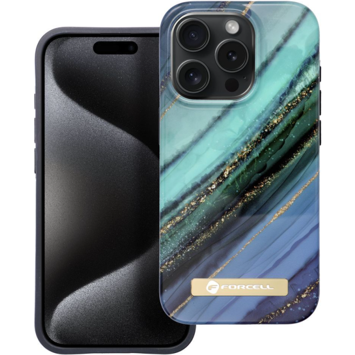 Plastové puzdro na Apple iPhone 15 Plus Forcell F-Protect Mirage MagSafe jade marble