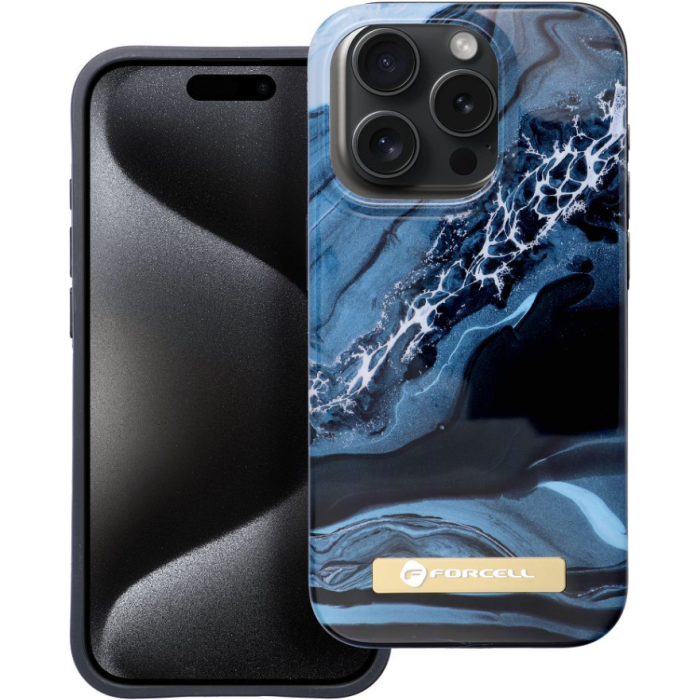 Plastové puzdro na Apple iPhone 15 Pro Forcell F-Protect Mirage MagSafe ocean marble