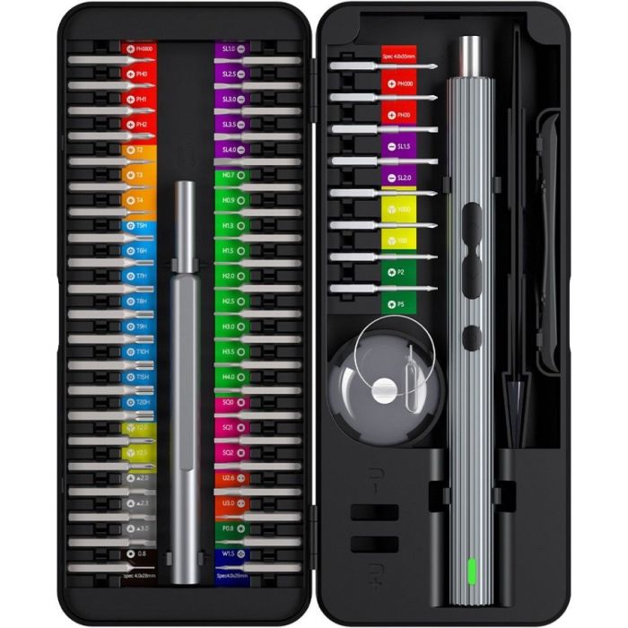 UF-TOOLS N20, elektrický skrutkovač, rovná rukoväť, set 58in1, sivý