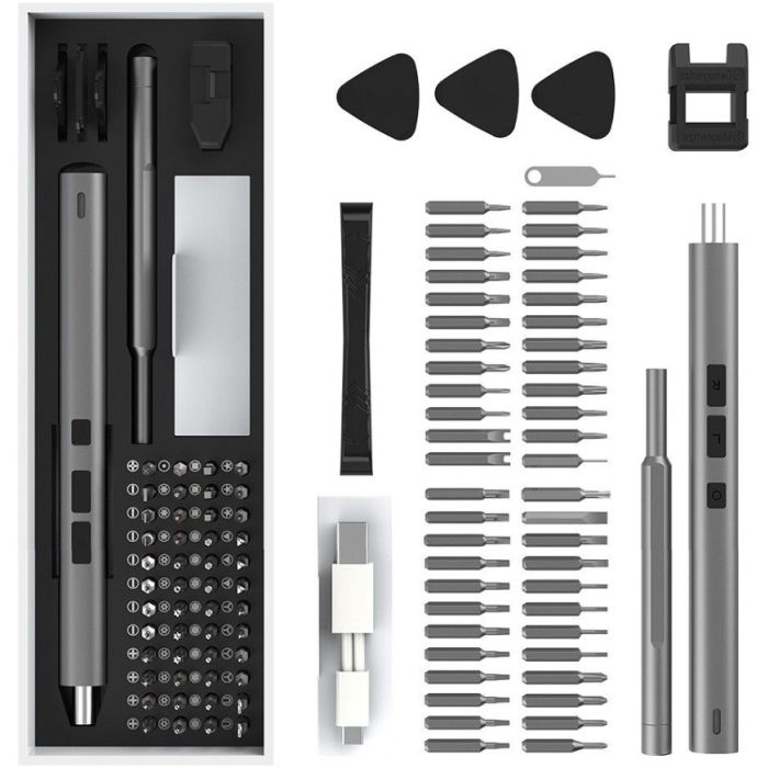 UF-TOOLS, elektrický skrutkovač, set 57v1, sivý