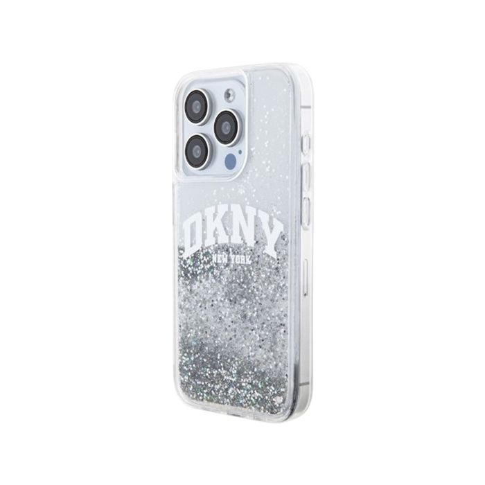 DKNY Liquid Glitter Arch Logo Apple iPhone 15 Pro DKHCP15LLBNAET Transparent