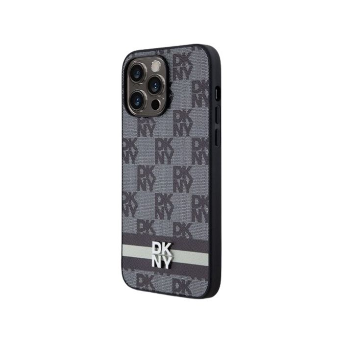 DKNY PU Leather Checkered Pattern and Stripe Apple iPhone 13 Pro DKHCP13LPCPTSSK Black