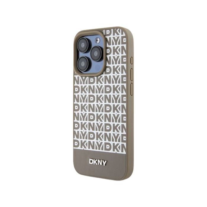 DKNY PU Leather Repeat Pattern Bottom Stripe MagSafe Apple iPhone 12/12 Pro DKHMP12MPSOSPW Brown
