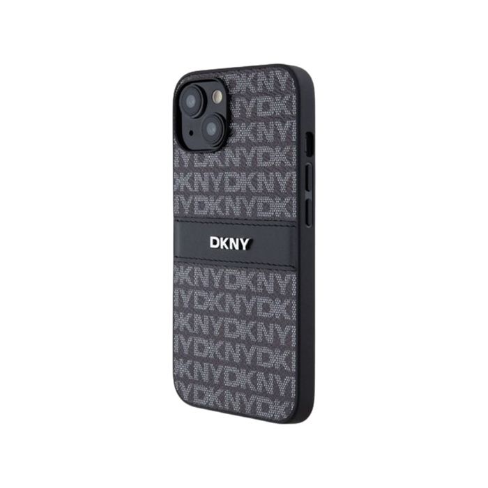 DKNY PU Leather Repeat Pattern Tonal Stripe Apple iPhone 14 DKHCP14SPRTHSLK Black