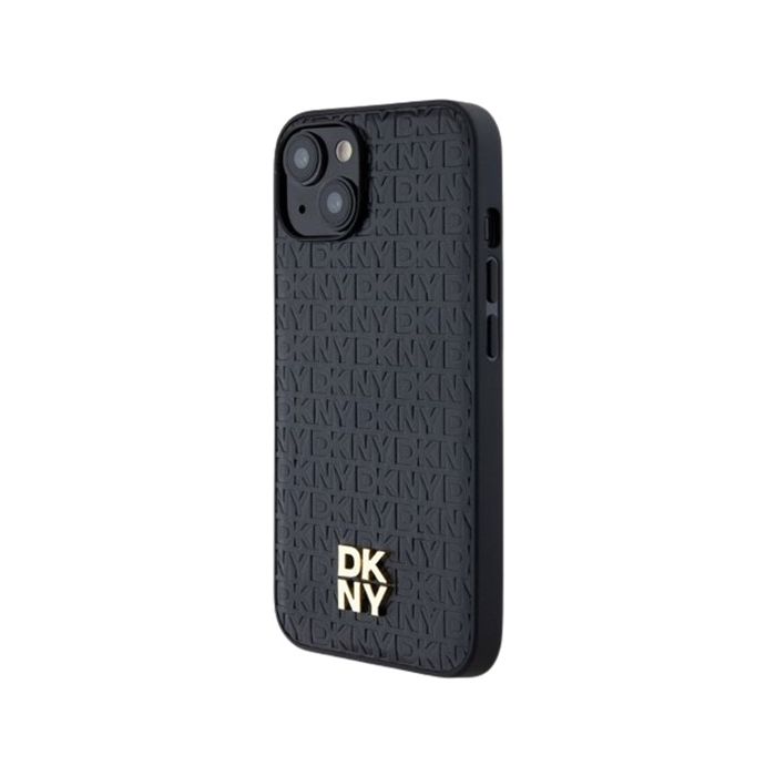 DKNY PU Leather Repeat Pattern Stack Logo Magsafe Apple iPhone 15 DKHMP15SPSHRPSK Black