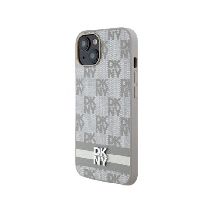 DKNY PU Leather Checkered Pattern and Stripe Apple iPhone 13 DKHCP13MPCPTSSE Beige