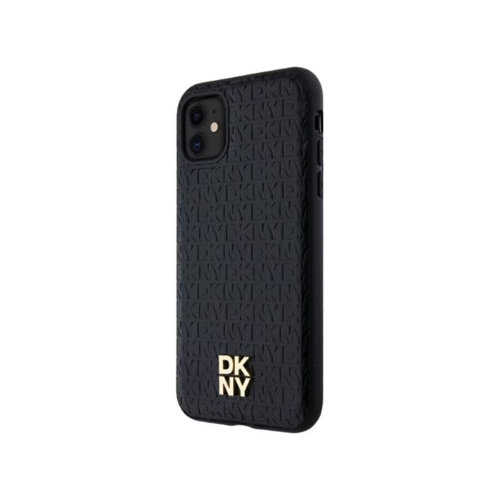 DKNY PU Leather Repeat Pattern Stack Logo Magsafe Apple iPhone 11 DKHMN61PSHRPSK Black