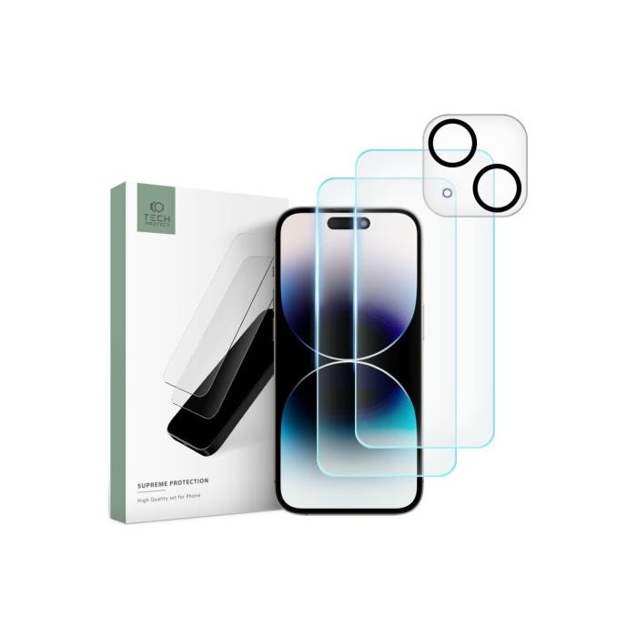 Tvrdené sklo na Apple iPhone 15 Tech-Protect Supreme Set