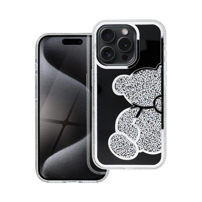 Obal TEDDY BEAR Case Apple iPhone 15 silver