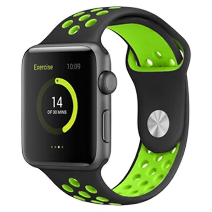 SWISSTEN Sport silikónový remienok na Apple Watch 38/40/41mm čierno-zelený