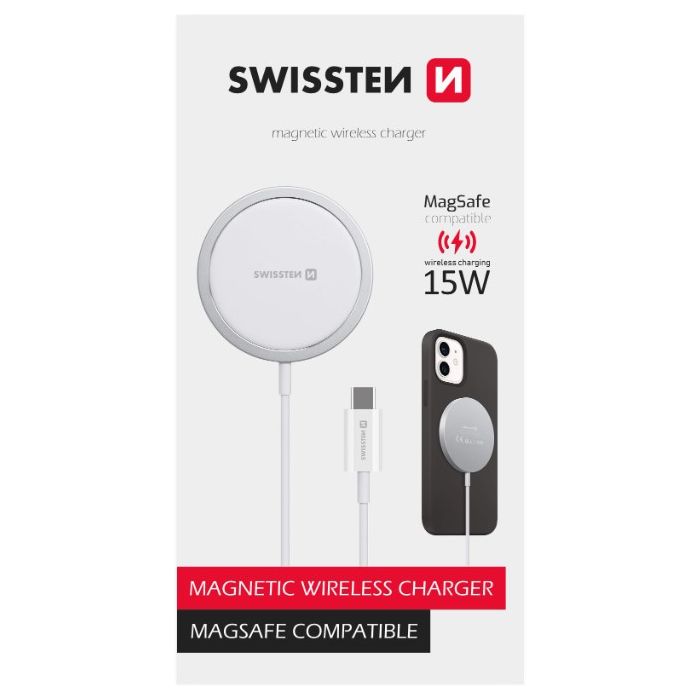 SWISSTEN MagPuck 15W bezdrôtová nabíjačka (MagSafe kompatibilná)