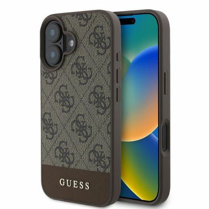 Obal Guess PU 4G Stripe Apple iPhone 16 GUHCP16SG4GLBR hnedý