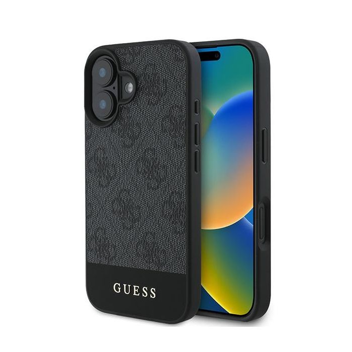 Obal Guess PU 4G Stripe Apple iPhone 16 GUHCP16SG4GLGR sivý