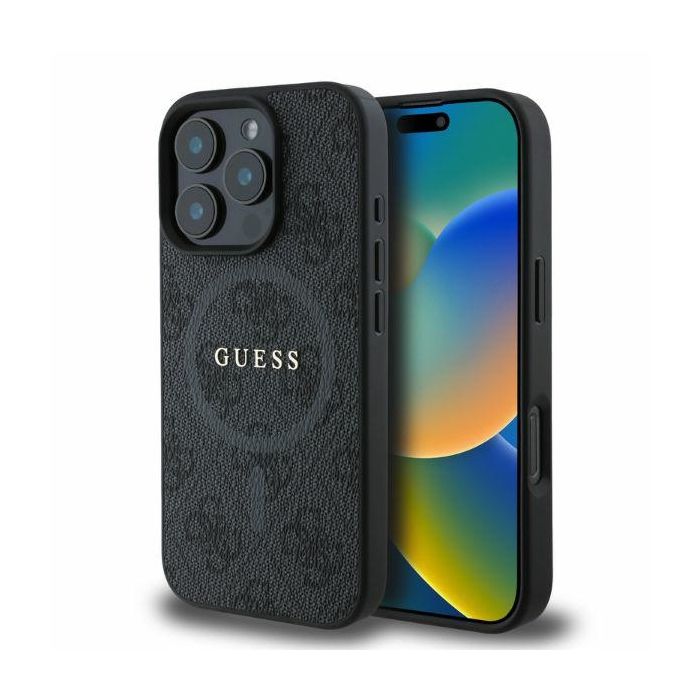 Obal Guess PU Leather 4G Colored Ring MagSafe Apple iPhone 16 Pro Max GUHMP16XG4GFRK čierny