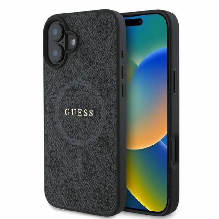 Obal Guess PU Leather 4G Colored Ring MagSafe Apple iPhone 16 GUHMP16SG4GFRK čierny