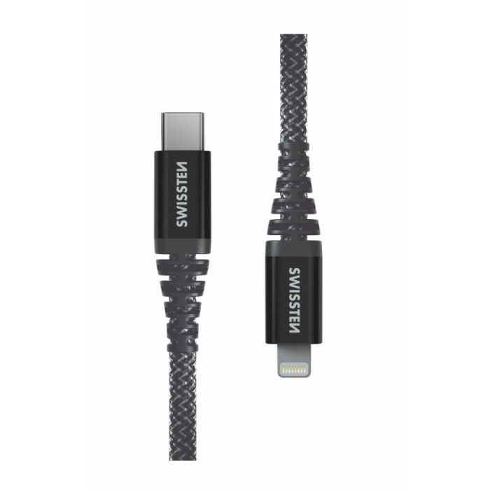 SWISSTEN Aramid Reinforced USB-C/Lightning 3A 60W 1,5m antracit