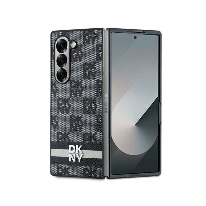 Obal DKNY PU Leather Checkered Pattern and Stripe Samsung Galaxy Z Fold6 5G F956 DKHCZFD6PCPTSSK čierny