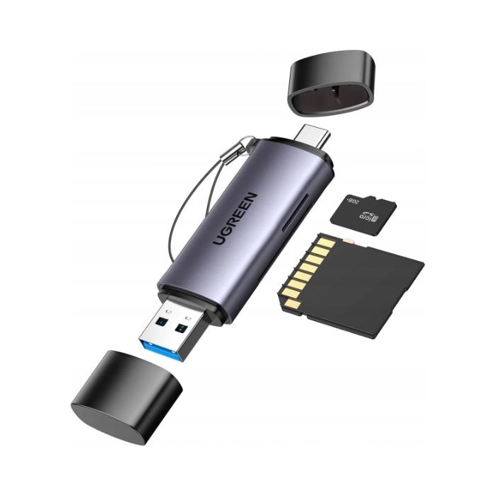 Ugreen CM185 50706 card reader SD/microSD USB-A 3.0/USB-C 3.0 gray