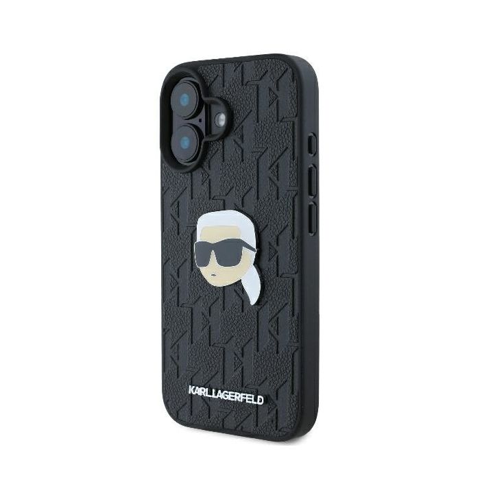 Karl Lagerfeld case for iPhone 16 6,1 KLHCP16SPGKLKIPK black Hard Monogram Karl Head Pin