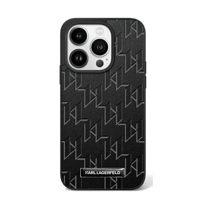 Karl Lagerfeld case for iPhone 16 Pro 6,3 KLHMP16LPKHPORPK black Hard Leather Monogram Metal Logo MagSafe
