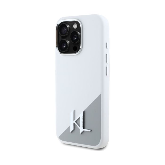 Karl Lagerfeld case for iPhone 16 Pro 6,3 KLHMP16LSCMKMPCH white Hard Silicone Shadow Metal Initial MagSafe