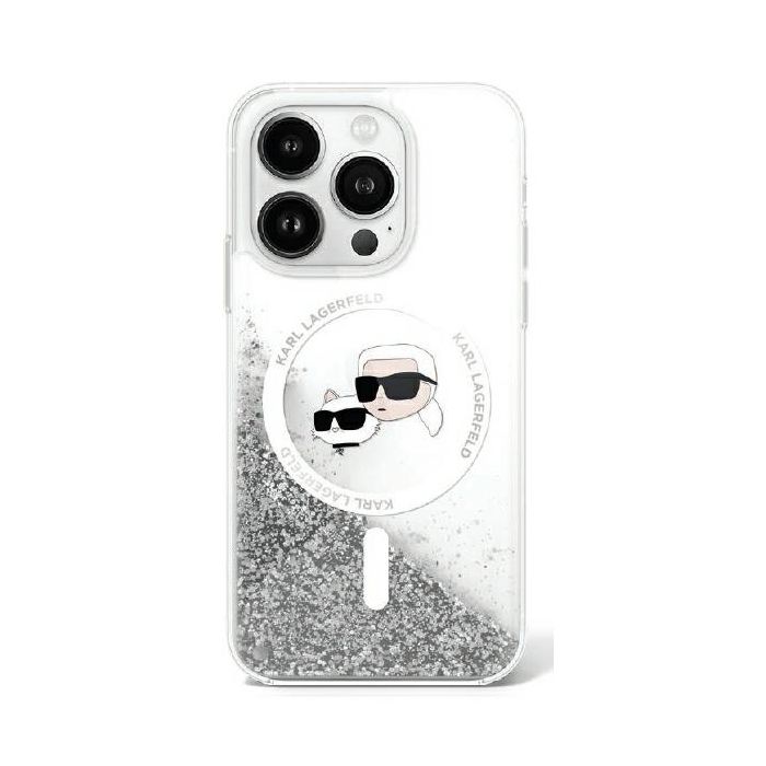 Karl Lagerfeld case for iPhone 16 Plus 6,7 KLHMP16MLGKCSGH transparent Hard Liquid Glitter Karl&Choupette Head MagSafe