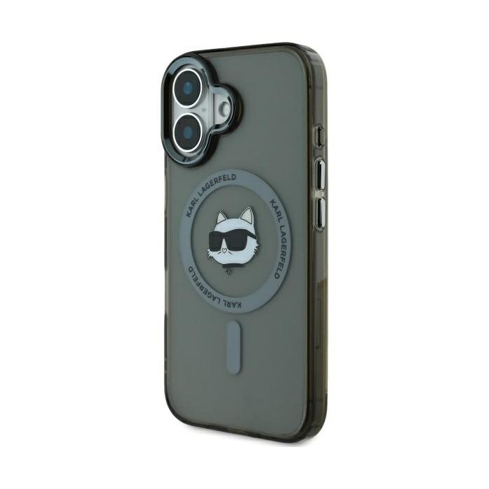 Karl Lagerfeld case for iPhone 16 6,1 KLHMP16SHLSCHK black Hard IML Metal Choupette Head MagSafe