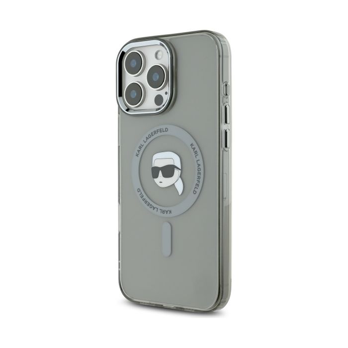 Karl Lagerfeld case for iPhone 16 Pro Max 6,9 KLHMP16XHLSKIK black Hard IML Metal Karl Head MagSafe