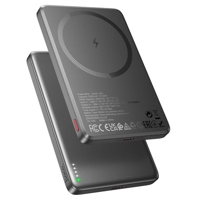 Powerbank Hoco Q26 MagSafe 5000 mAh QC PD 2A 20W - metalicko-sivý (šedý)