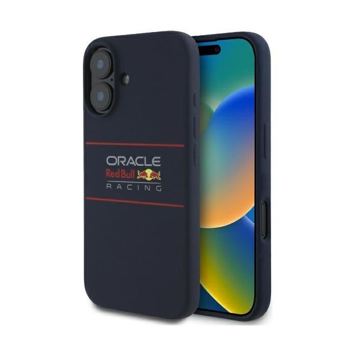Obal Red Bull Silicone Horizontal Logo MagSafe Apple iPhone 16 RBHMP16S24SIHSRV modrý