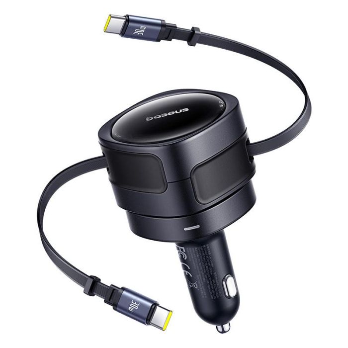 Autonabíjačka Baseus Enjoyment Max 2x USB-C vstavaný kábel 60W Cosmic Black
