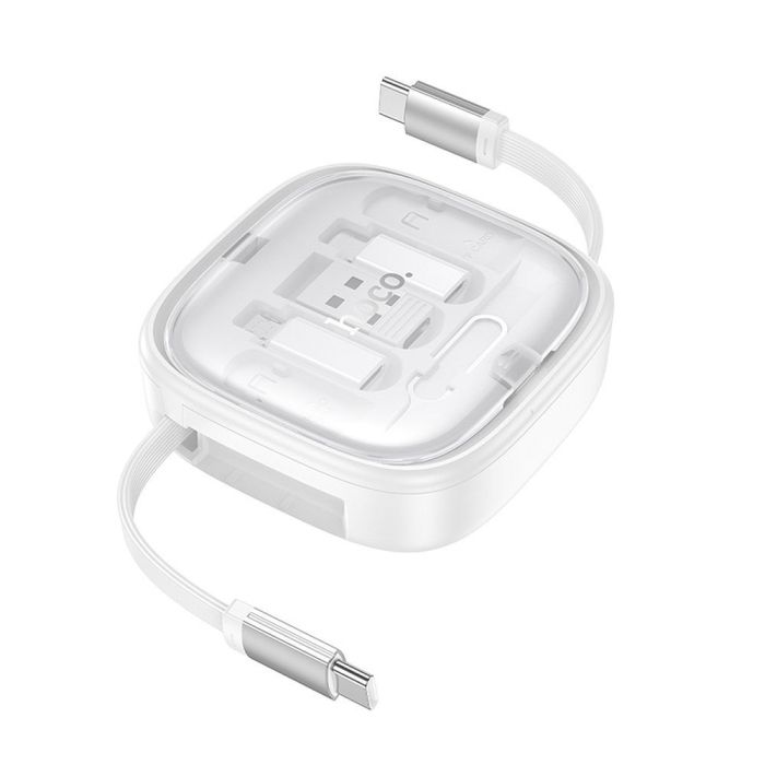 Kábel Hoco Navíjací Univerzálny Set 3A 60W U140 0,95 m (USB-C, Micro, Lightning 8 pin) - biely