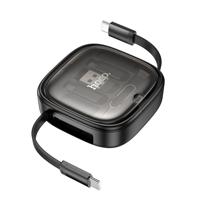 Kábel Hoco Navíjací Univerzálny Set 3A 60W U140 0,95 m (USB-C, Micro, Lightning 8 pin) - čierny
