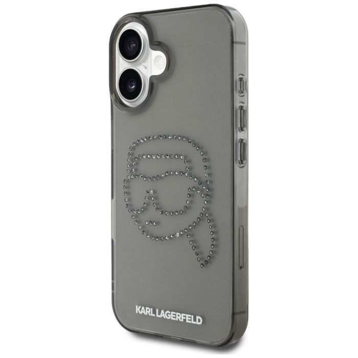 KARL LAGERFELD case for IPHONE 16 Pro KLHCP16LHKHDCELK (IML Rhinestones S K Head) black
