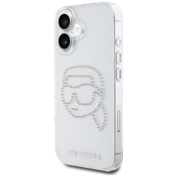 KARL LAGERFELD case for IPHONE 16 KLHCP16SHKHDCELT (IML Studs K Head) transparent