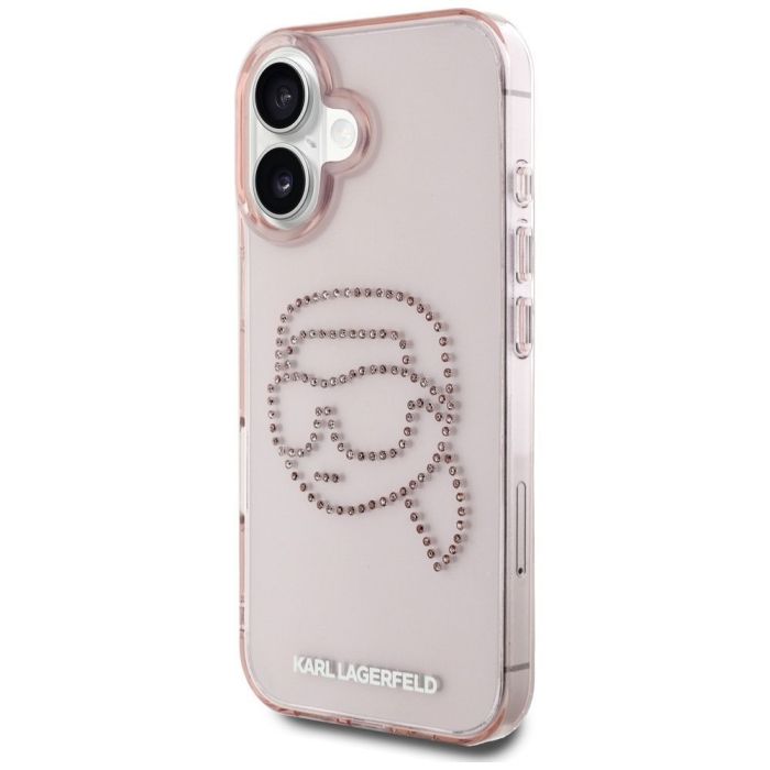 KARL LAGERFELD case for IPHONE 16 KLHCP16SHKHDCELP (IML Rhinestones S K Head) pink