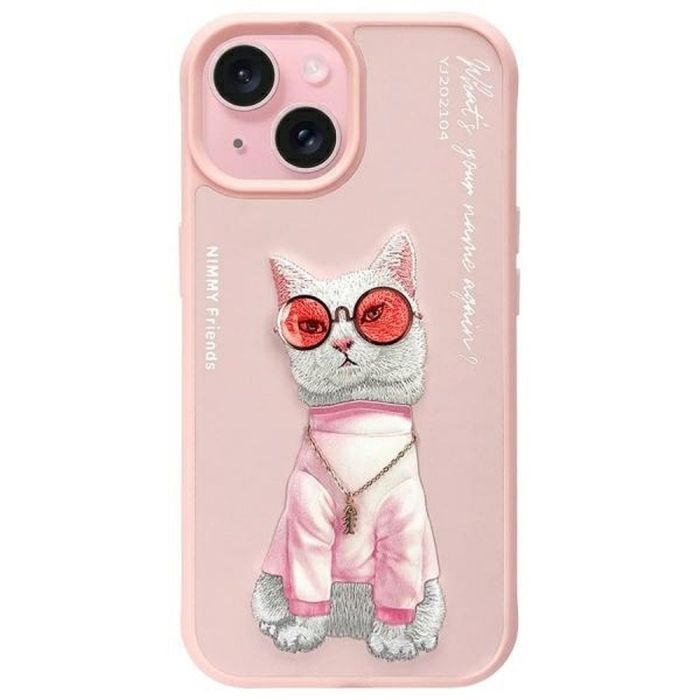 NIMMY case GLASSES COOL CAT for IPHONE 15 pink