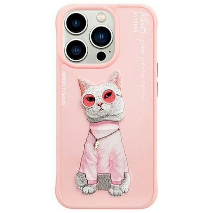 NIMMY case GLASSES COOL CAT for IPHONE 15 Pro pink