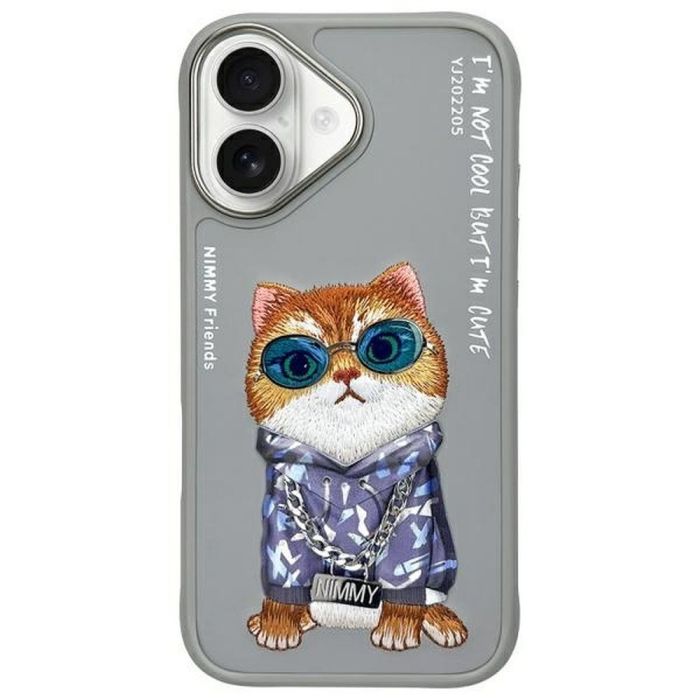 NIMMY case GLASSES COOL CAT for IPHONE 16 gray