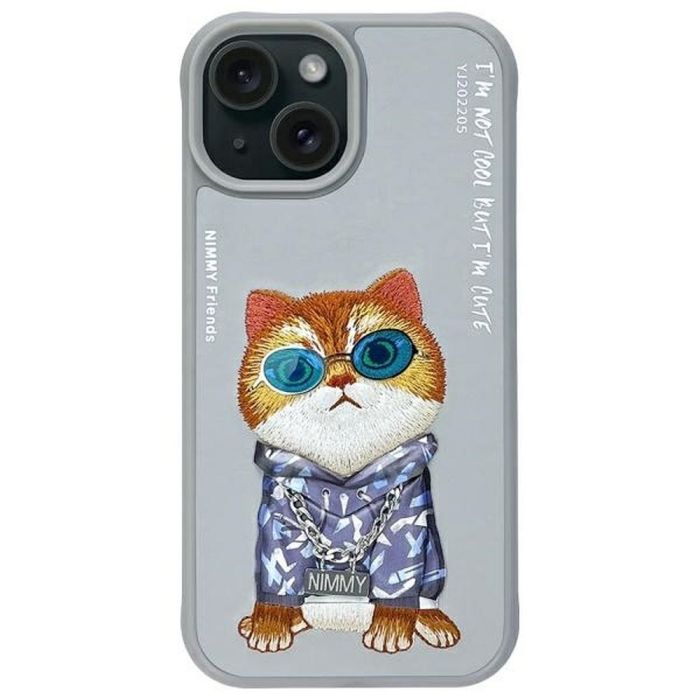 NIMMY case GLASSES COOL CAT for IPHONE 15 gray