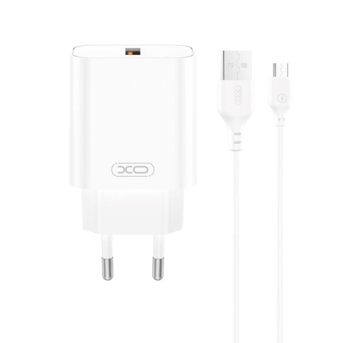 Nabíjačka XO CE33 QC 18W 1x USB  Plus cable USB-C - biela